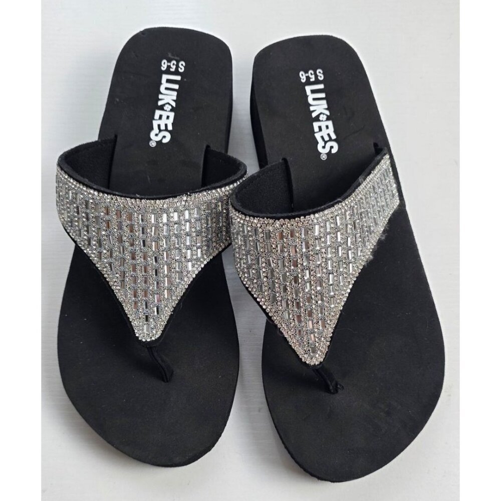 Lukees by Muk Luks Women's Wedge Flip-Flop Sandals size 5-6